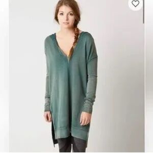 Free People Teal V-Neck Sweatshirt